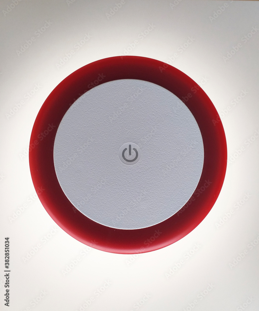 Aerial view of on and off button of red Touch Table Lamp isolated on ...