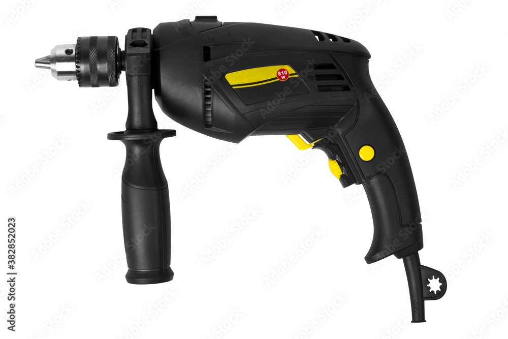 Electric drill on white background