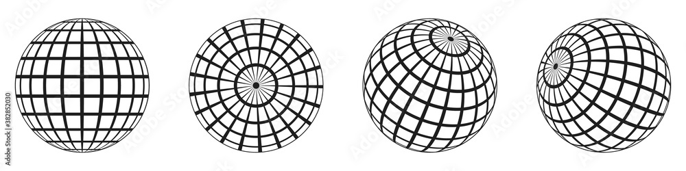 3d spheres globe earth. Linear globe grid in different angles. 3d spheres globe earth. Linear globe grid in different angles.