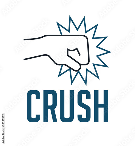 Crush concept - fist destroying wall 
