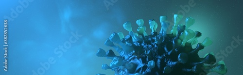 Quadro em tela Microscopic view of a infectious SARS-CoV-2 virus cell