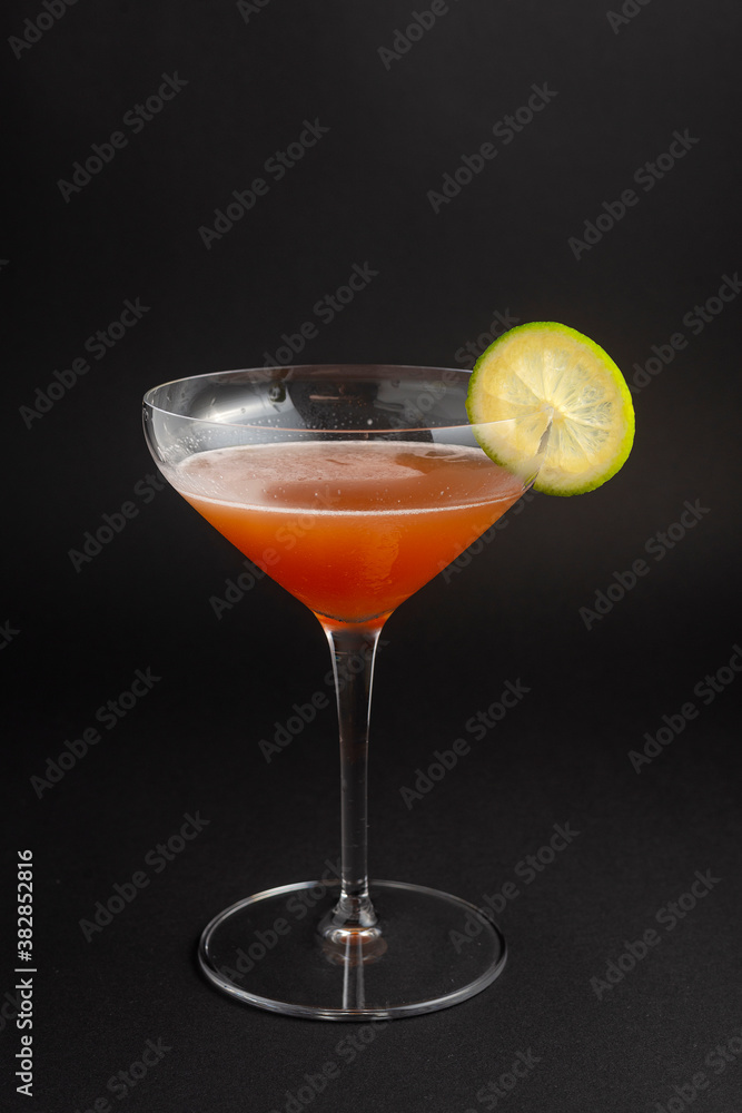 Hemingway Daiquiri cocktail on black background.