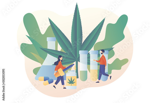 CBD cultivation business. Cannabis medical. Distribution of hemp products, marijuana sales market. Modern flat cartoon style. Vector illustration
