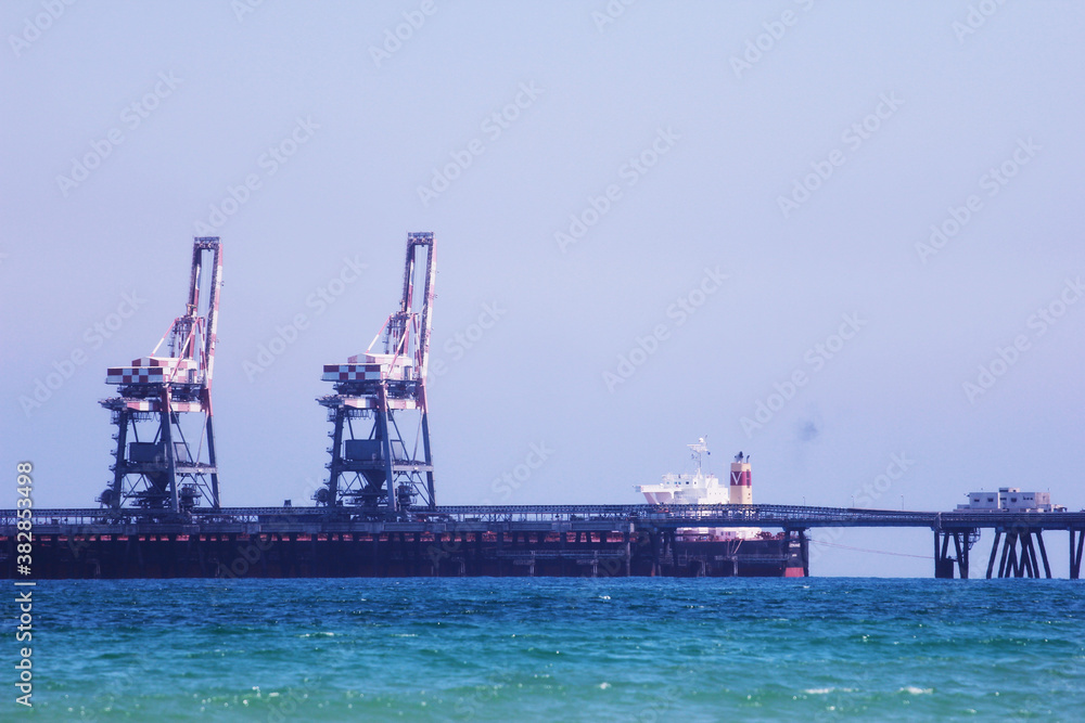 industry cranes in port 