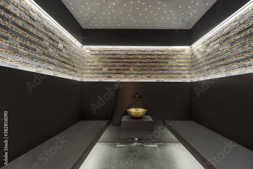 Hamam - turkish bath & spa. Modern interior design with the effect of the starry sky. photo