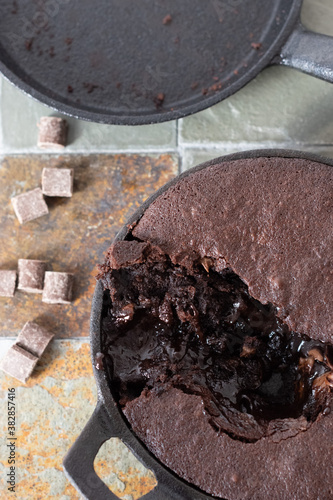 Canvas Print skillet brownie with gooey middle