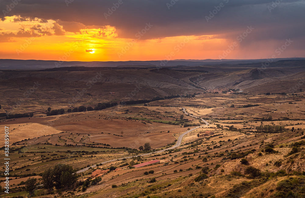 Sunset over a Valley in Villarroya, Teruel Sunset over a Valley in Villarroya, Teruel