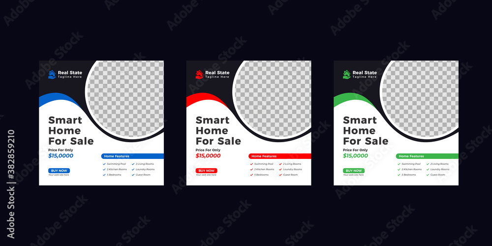 Real estate sale banner square social media, instagram post template design