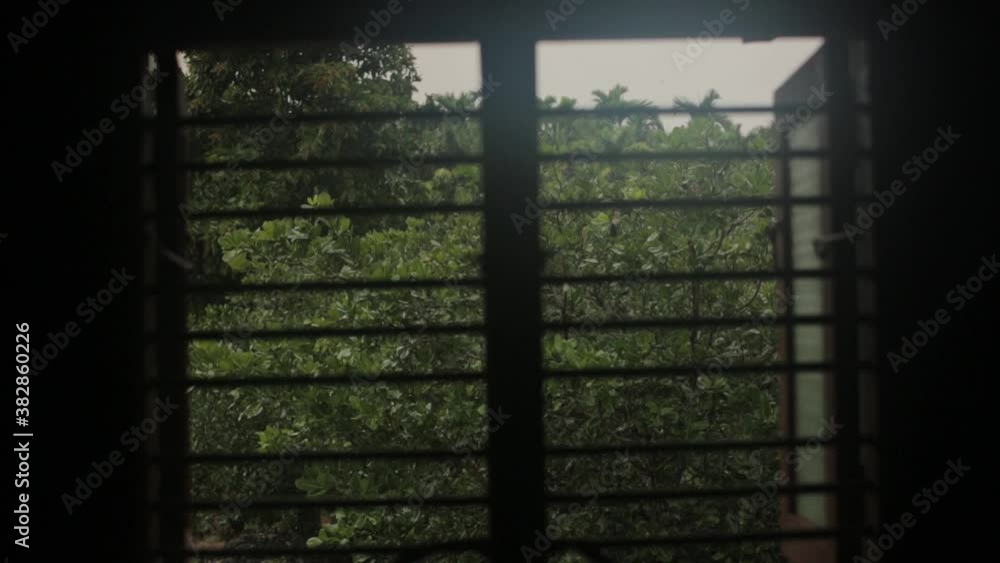 Looking out the window on rainy day. Static Looking out the window on rainy day. Static