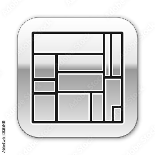 Black line House Edificio Mirador icon isolated on white background. Mirador social housing by MVRDV architects in Madrid, Spain. Silver square button. Vector. photo