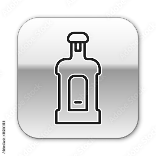 Black line Orujo icon isolated on white background. Silver square button. Vector.
