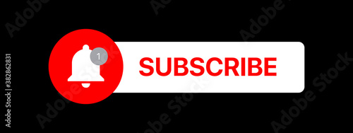 Youtube Subscribe Button Lower Third. Social Media Vector Element On Black Background