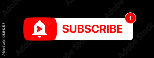 Youtube Subscribe Button. Subscribe Title. Social Media Vector Element On Black Background