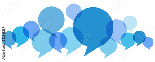 colored speech bubbles in a row