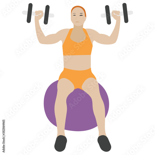 
Dumbbells exercise flat icon design, bicep muscles 
