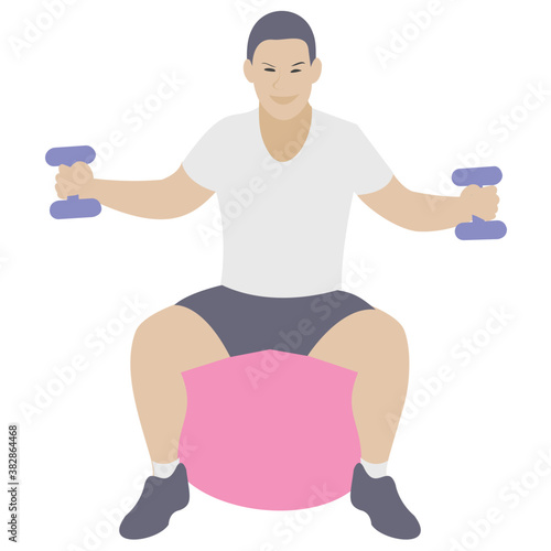 
Dumbbells exercise flat icon design, bicep muscles 
