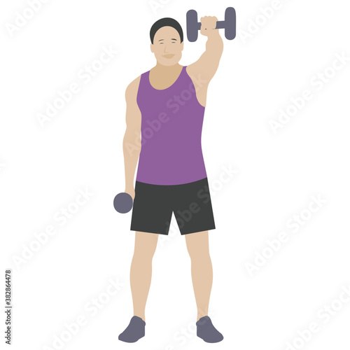 
Dumbbells exercise flat icon design, bicep muscles 
