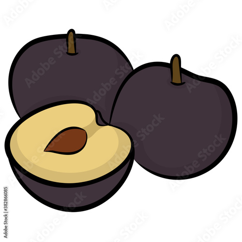 
Hand drawn icon of a plum fruit 
