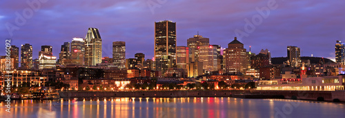 Panoramic view of Montreal skyline at dusk, Quebec