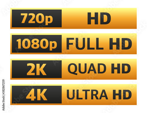 Modern tv full hd 4k, great design for any purposes. Set technology signs. Vector illustration.