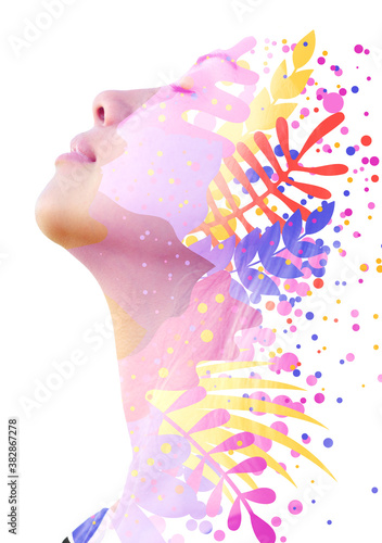 Portrait combined with a digital illustration