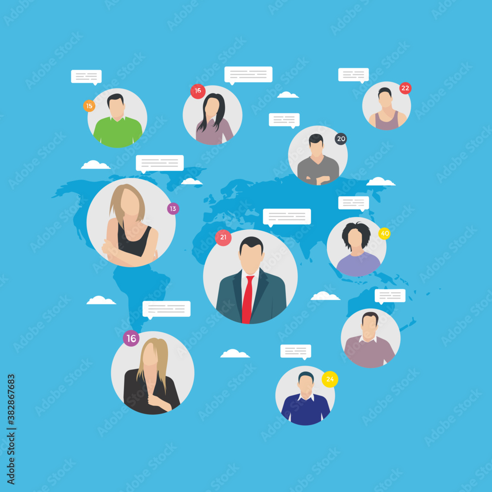 Social networking flat illustration, social teamwork
Social networking flat illustration, social teamwork