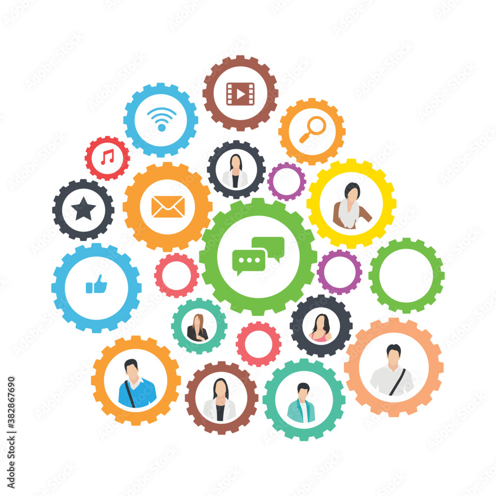 Social networking flat illustration, social teamwork
Social networking flat illustration, social teamwork