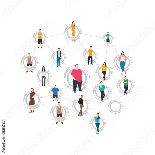 
Social networking flat illustration, social teamwork 
