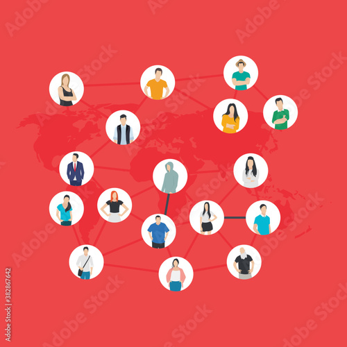 
Social networking flat illustration, social teamwork 
