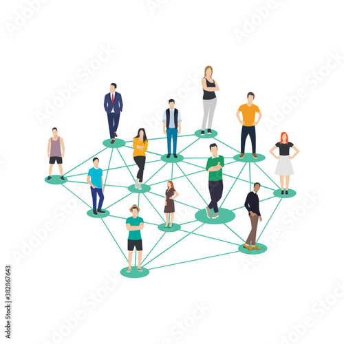 
Social networking flat illustration, social teamwork 
