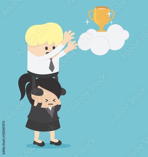 Business women being taken advantage of by male businessmen To make yourself successful without thinking about morality