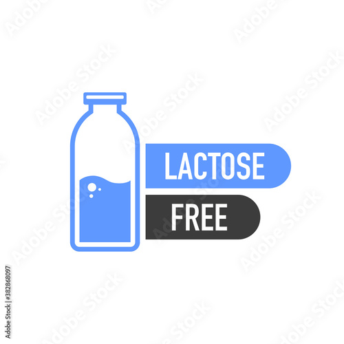 Flat icon with lactose gluten gmo sugar free. Organic signs. Vector illustration.
