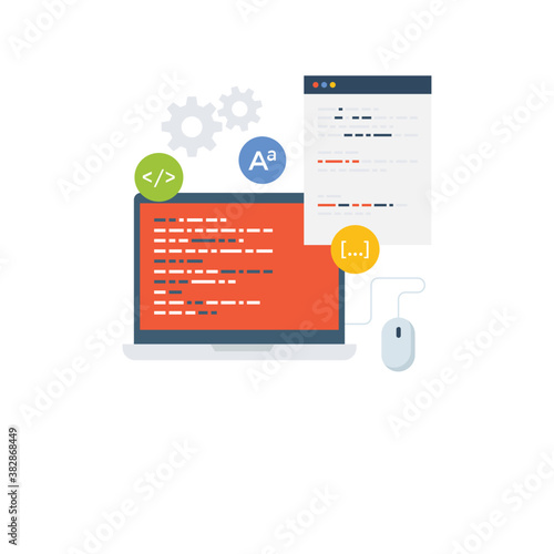 
Web page with coding, software development icon 
