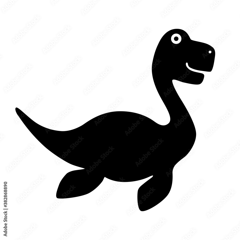 Black silhouette Elasmosaurus dinosaur. Flat design for poster or t-shirt. Vector illustration Black silhouette Elasmosaurus dinosaur. Flat design for poster or t-shirt. Vector illustration