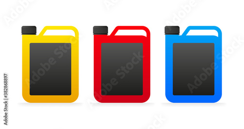 Flat icon with different color canister on white background for packaging design. Vector illustration.