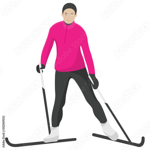  Skiing man icon, winter sports 