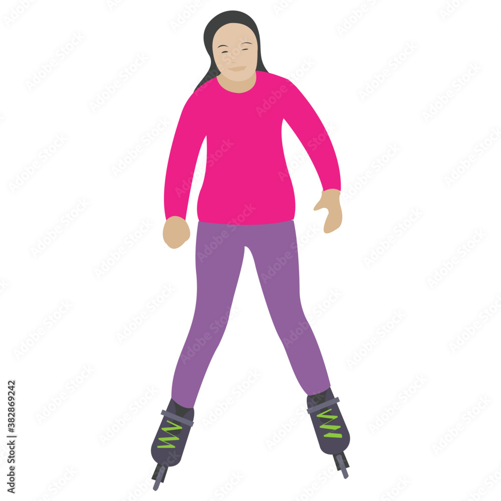 Roller skating girl in flat icon design
Roller skating girl in flat icon design