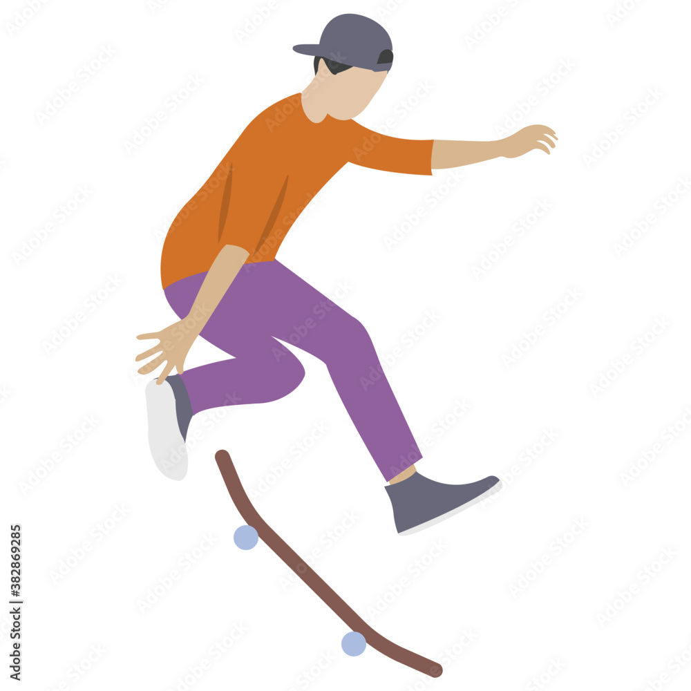Fototapeta premium Young skateboarder flat icon
