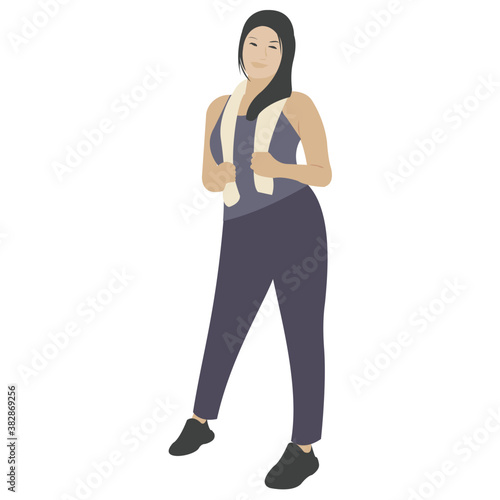  Fitness concept, gym girl in sports outfit flat icon   © Vectors Market