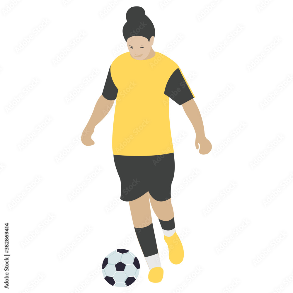 
Female  playing football, football player flat icon 
