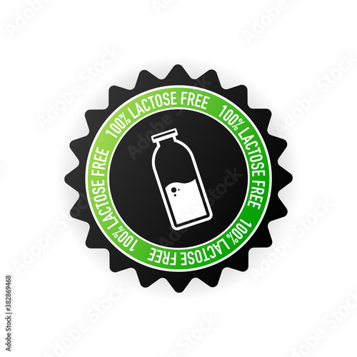 Flat icon with lactose gluten gmo sugar free stamp. Organic signs. Vector illustration.