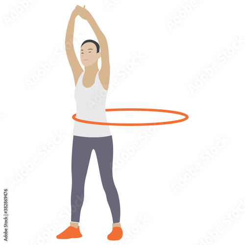 
Aerobic game, hula hoop exercise 
