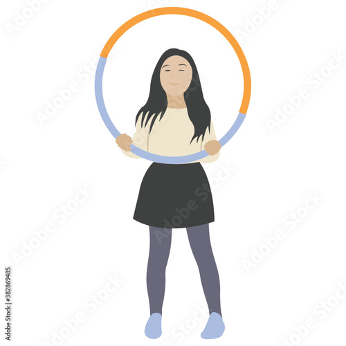
Aerobic game, hula hoop exercise 

