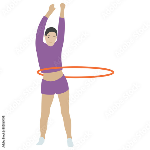 
Aerobic game, hula hoop exercise 
