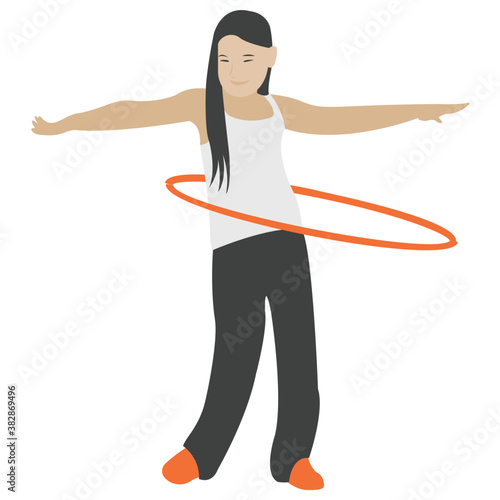 
Aerobic game, hula hoop exercise 
