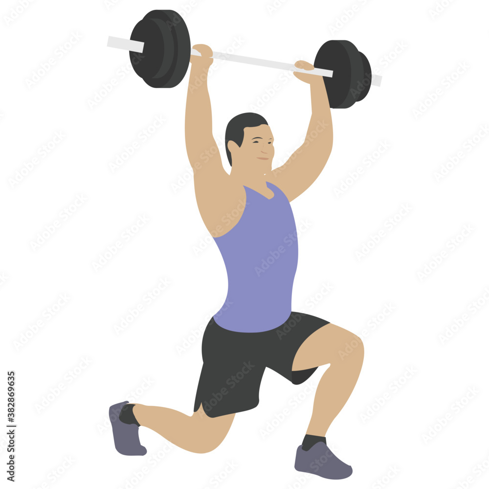 Obraz premium Bodybuilding with weightlifting, flat icon design