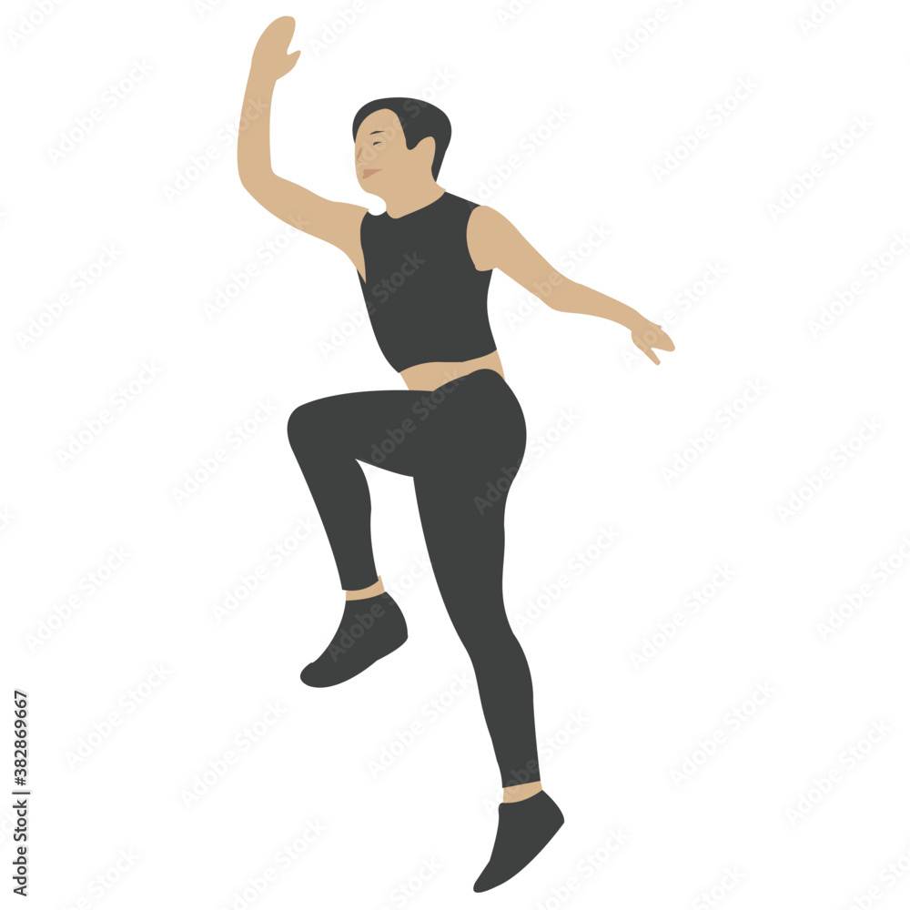 
Girl doing dance moves flat icon 
