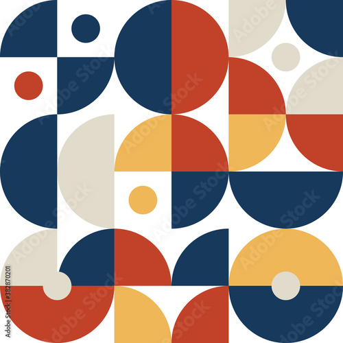 Retro pattern in style of 60s, 70s. Bauhaus seamless color geometric background