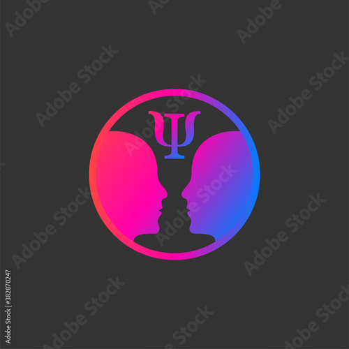 Psychology abstract logo with two male profiles