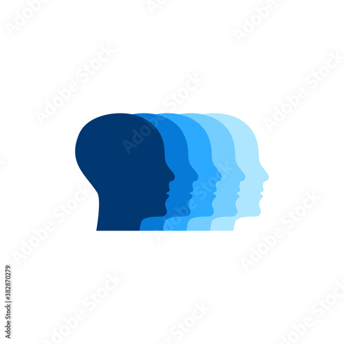 Profiles of human heads. Logo for hr. Psychology icon. Staff sign